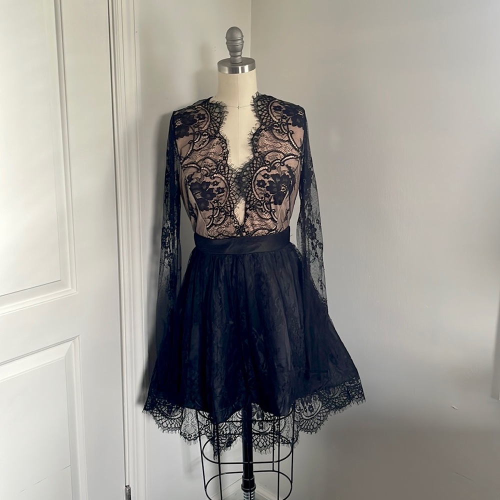 Symphony Long Sleeve Black Lace Dress
